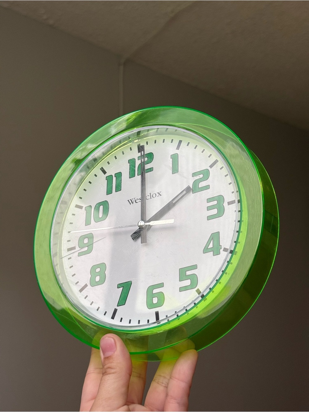 Neon Lime Green Vintage Westclox 7.75" Circle Quartz Wall Clock Working - Picture 11 of 12